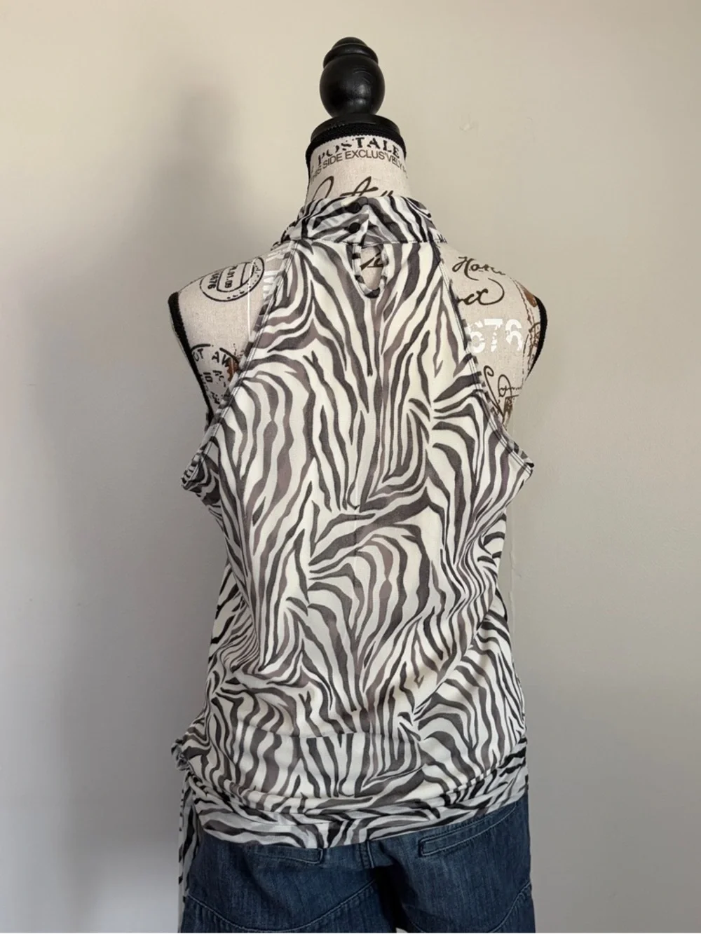 Y2K Mexx high neck sleeveless zebra print top - Picture 3 of 9